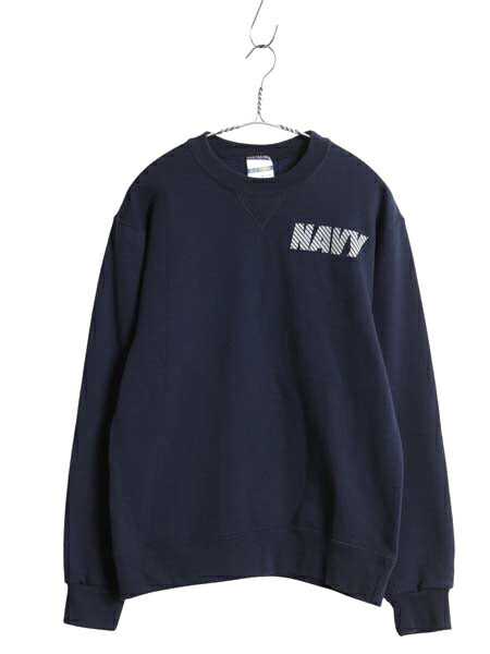 90s USA製 US NAVY 両面 プリント スウェット フード パーカー メンズ S / オールド ミリタリー トレーナー 裏起毛 軍物 ネイビー USN 海軍
