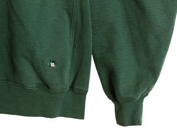 90s USA製 ラッセル 3段 企業 プリント スウェット メンズ XXL オールド ヘビーウェイト トレーナー 裏起毛 前V 大きいサイズ クルーネック