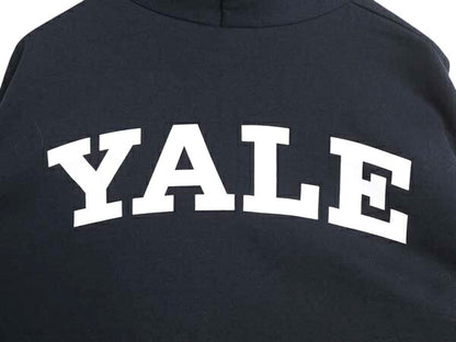 チャンピオン YALE カレッジ 両面 プリント フルジップ スウェット フード パーカー メンズ L 古着 トレーナー 裏起毛 イエール ネイビー