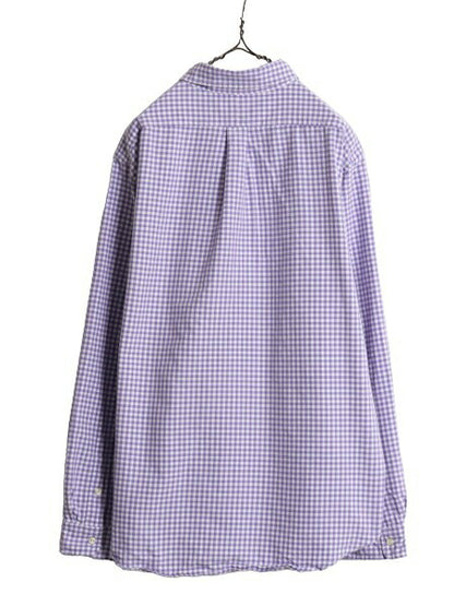 ポロ ラルフローレン ギンガム チェック オックスフォード 長袖 ボタンダウン シャツ メンズ XL / 長袖シャツ ワンポイント 大きいサイズ