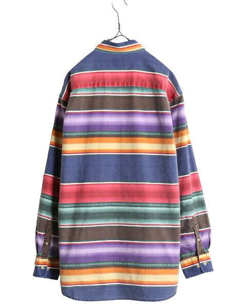 90s ドッカーズ リーバイス ネイティブ ボーダー 長袖 ボタンダウン シャツ メンズ L 90年代 オールド LEVIS DOCKERS 長袖シャツ コットン