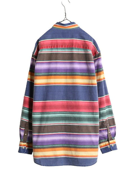 90s ドッカーズ リーバイス ネイティブ ボーダー 長袖 ボタンダウン シャツ メンズ L 90年代 オールド LEVIS DOCKERS 長袖シャツ コットン