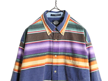 90s ドッカーズ リーバイス ネイティブ ボーダー 長袖 ボタンダウン シャツ メンズ L 90年代 オールド LEVIS DOCKERS 長袖シャツ コットン
