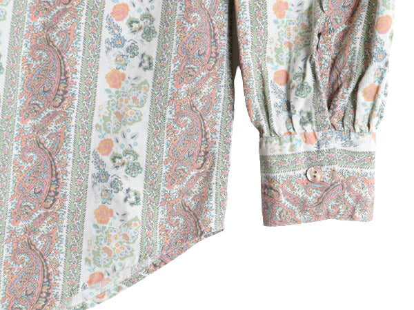 90s OLD GAP 花柄 長袖 シャツ レディース M オールド ギャップ 旧タグ ブラウス コットン フラワー 総柄 ペイズリー マルチカラー 90年代