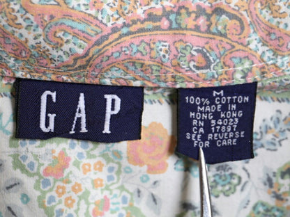 90s OLD GAP 花柄 長袖 シャツ レディース M オールド ギャップ 旧タグ ブラウス コットン フラワー 総柄 ペイズリー マルチカラー 90年代