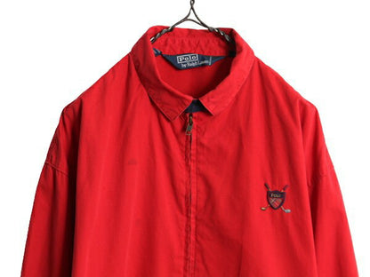 90s 初期 ポロゴルフ ラルフローレン コットン スイングトップ ジャケット メンズ L / 古着 90年代 オールド POLO GOLF ジャンパー レッド