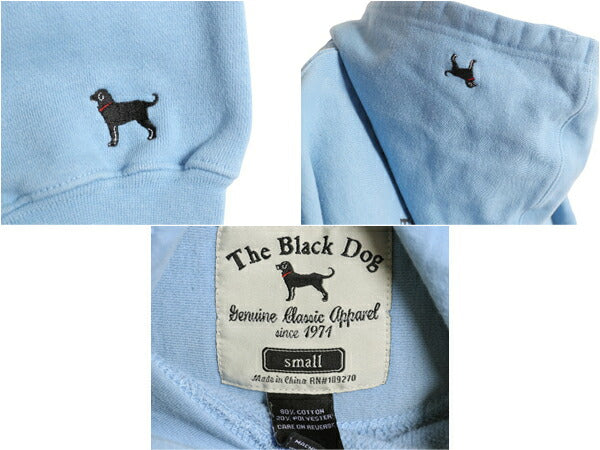 00s The Black Dog ドッグ プリント スウェット フード パーカー メンズ レディース S / オールド ヘビーウェイト 犬 裏起毛 トレーナー 青