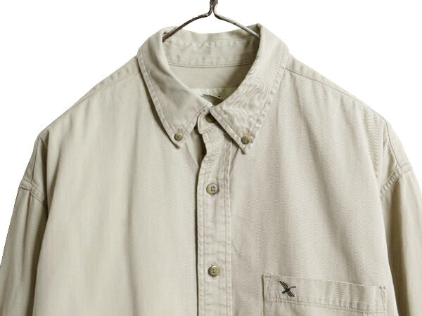 90s エディーバウアー 長袖 ボタンダウン シャツ メンズ M / 90年代 オールド Eddie Bauer 長袖シャツ コットン ワンポイント ポケット付き