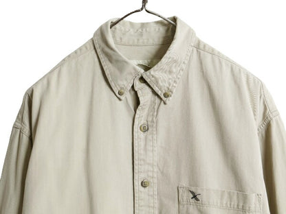 90s エディーバウアー 長袖 ボタンダウン シャツ メンズ M / 90年代 オールド Eddie Bauer 長袖シャツ コットン ワンポイント ポケット付き