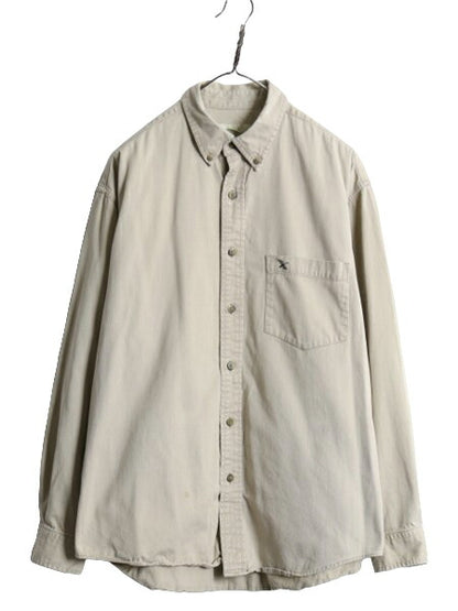 90s エディーバウアー 長袖 ボタンダウン シャツ メンズ M / 90年代 オールド Eddie Bauer 長袖シャツ コットン ワンポイント ポケット付き