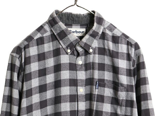 バブアー ギンガム チェック 3点留め ボタンダウン フランネル シャツ メンズ L Barbour 長袖シャツ ネルシャツ ワンポイント ポケット付き