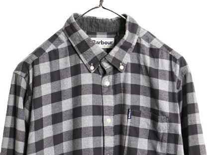 バブアー ギンガム チェック 3点留め ボタンダウン フランネル シャツ メンズ L Barbour 長袖シャツ ネルシャツ ワンポイント ポケット付き