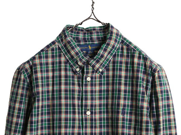 ラルフローレン チェック 長袖 ボタンダウン シャツ キッズ XL メンズ S 程/ 古着 ポロ 長袖シャツ ワンポイント マルチカラー ワイシャツ