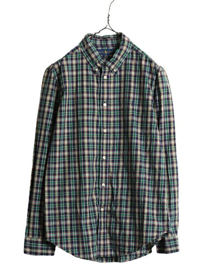 ラルフローレン チェック 長袖 ボタンダウン シャツ キッズ XL メンズ S 程/ 古着 ポロ 長袖シャツ ワンポイント マルチカラー ワイシャツ