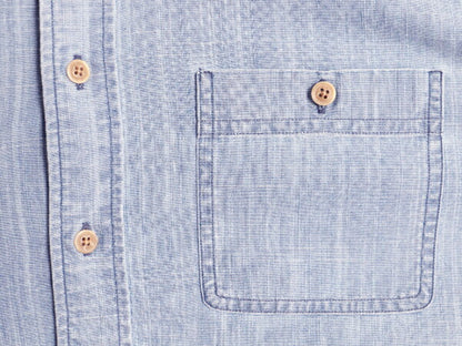 ブルックスブラザーズ 長袖 シャンブレー シャツ メンズ M / BROOKS BROTHERS 346 長袖シャツ 100% コットン ポケット付き スリム ブルー
