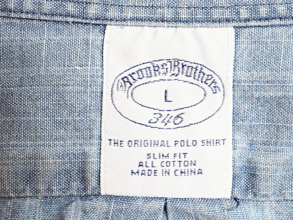 ブルックスブラザーズ 長袖 シャンブレー シャツ メンズ M / BROOKS BROTHERS 346 長袖シャツ 100% コットン ポケット付き スリム ブルー