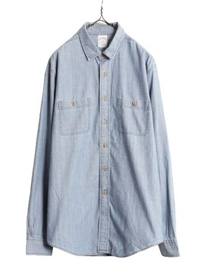 ブルックスブラザーズ 長袖 シャンブレー シャツ メンズ M / BROOKS BROTHERS 346 長袖シャツ 100% コットン ポケット付き スリム ブルー