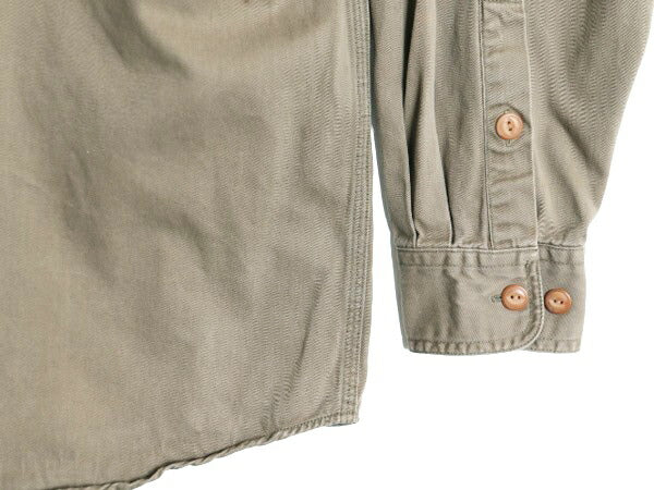 00s オービス コットン 長袖 シャツ メンズ L 古着 00年代 オールド ORVIS アウトドア ヘビーウェイト 長袖シャツ ポケット付き 無地 チノ