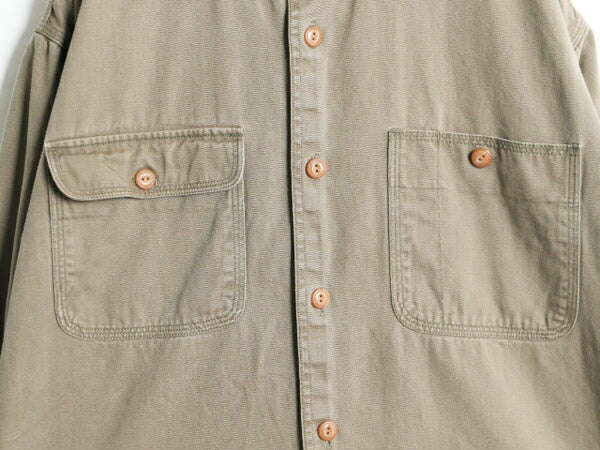 00s オービス コットン 長袖 シャツ メンズ L 古着 00年代 オールド ORVIS アウトドア ヘビーウェイト 長袖シャツ ポケット付き 無地 チノ