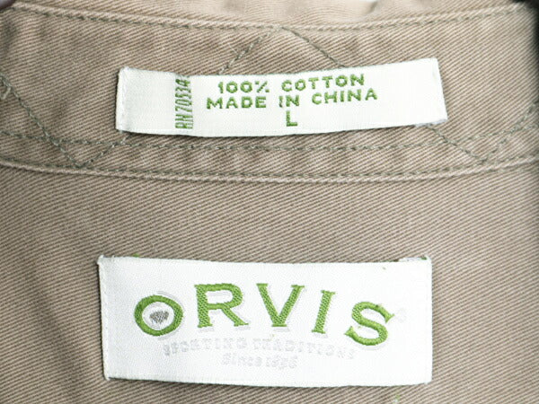 00s オービス コットン 長袖 シャツ メンズ L 古着 00年代 オールド ORVIS アウトドア ヘビーウェイト 長袖シャツ ポケット付き 無地 チノ