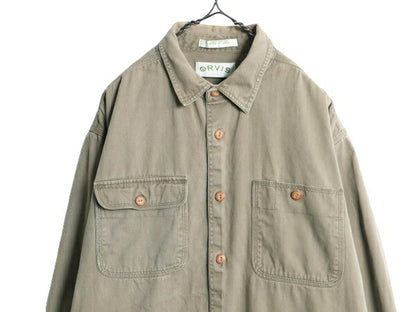 00s オービス コットン 長袖 シャツ メンズ L 古着 00年代 オールド ORVIS アウトドア ヘビーウェイト 長袖シャツ ポケット付き 無地 チノ