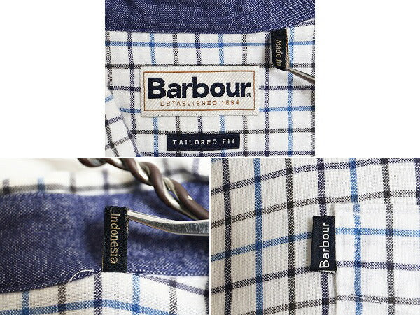バブアー チェック 3点留め ボタンダウン フランネル シャツ メンズ L Barbour 長袖シャツ ネルシャツ ワンポイント ポケット付き BD 薄手