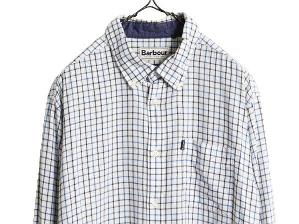 バブアー チェック 3点留め ボタンダウン フランネル シャツ メンズ L Barbour 長袖シャツ ネルシャツ ワンポイント ポケット付き BD 薄手
