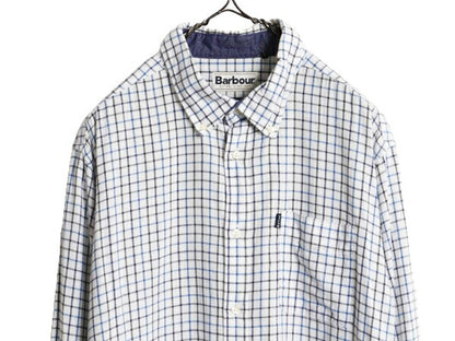 バブアー チェック 3点留め ボタンダウン フランネル シャツ メンズ L Barbour 長袖シャツ ネルシャツ ワンポイント ポケット付き BD 薄手