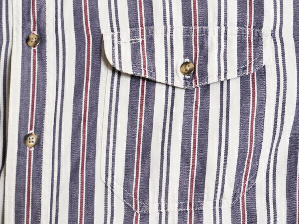 90s エディーバウアー ストライプ 長袖 シャツ メンズ M / 90年代 オールド Eddie Bauer 長袖シャツ コットン ポケット付き マルチカラー