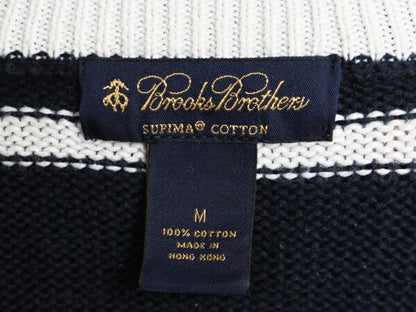 ブルックスブラザーズ スーピマ コットン ボーダー ニット セーター メンズ M 古着 Brooks Brothers ハーフジップ プルオーバー ハイネック