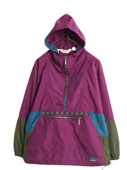 90s USA製 エルエルビーン ナイロン アノラック パーカー ジャケット レディース M オールド LLBEAN ブルゾン ハーフジップ プルオーバー