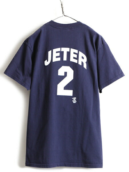 00s オールド ■ MLB オフィシャル ニューヨーク ヤンキース 半袖 Tシャツ ( メンズ L ) 古着 00年代 YANKEES 紺 プリントTシャツ 大リーグ