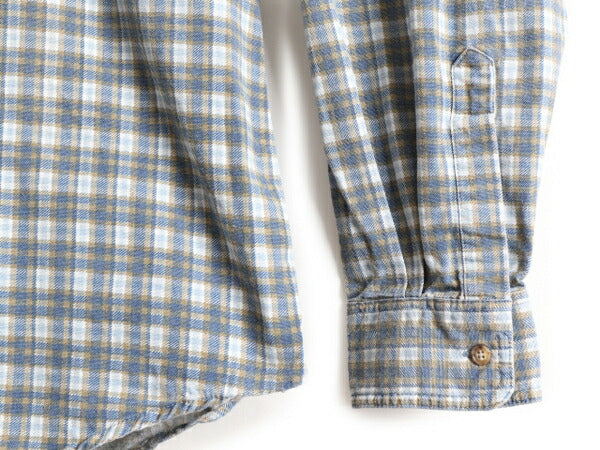 90s ■ エルエルビーン チェック 長袖 シャツ ( メンズ L ) 古着 LLBEAN 90年代 オールド LLビーン コットン 長袖シャツ ポケット付き 総柄