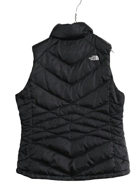 US企画 ノースフェイス ナイロン ダウン ベスト レディース L / The North Face フルジップ キルティング アウトドア 550フィル 重ね着 黒