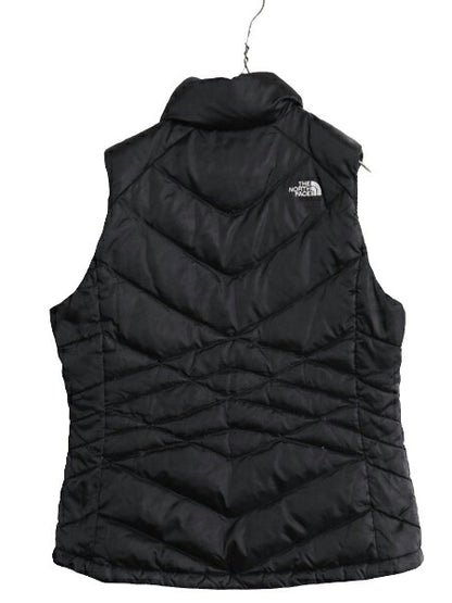 US企画 ノースフェイス ナイロン ダウン ベスト レディース L / The North Face フルジップ キルティング アウトドア 550フィル 重ね着 黒