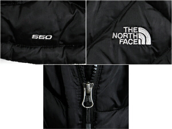 US企画 ノースフェイス ナイロン ダウン ベスト レディース L / The North Face フルジップ キルティング アウトドア 550フィル 重ね着 黒