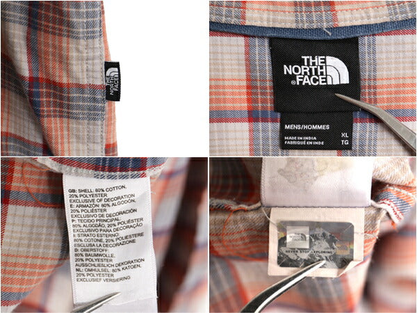 ノースフェイス チェック 長袖 シャツ メンズ XL 古着 The North Face アウトドア コットン ポケット付き マルチカラー 薄手 大きいサイズ