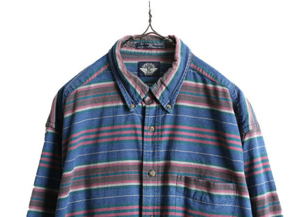 90s 大きいサイズ XL ■ ドッカーズ リーバイス ボーダー 長袖 ボタンダウン シャツ メンズ 古着 90年代 オールド LEVIS DOCKERS コットン