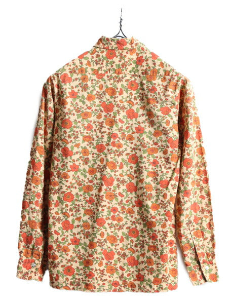 60s BROOKS BROTHERS MAKERS 総柄 長袖 シャツ レディース S 程/ 60年代 ビンテージ ブルックスブラザーズ 花柄 ドレス ワイシャツ 6ボタン