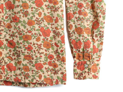 60s BROOKS BROTHERS MAKERS 総柄 長袖 シャツ レディース S 程/ 60年代 ビンテージ ブルックスブラザーズ 花柄 ドレス ワイシャツ 6ボタン