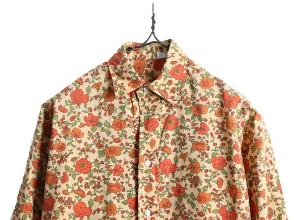 60s BROOKS BROTHERS MAKERS 総柄 長袖 シャツ レディース S 程/ 60年代 ビンテージ ブルックスブラザーズ 花柄 ドレス ワイシャツ 6ボタン
