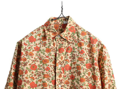 60s BROOKS BROTHERS MAKERS 総柄 長袖 シャツ レディース S 程/ 60年代 ビンテージ ブルックスブラザーズ 花柄 ドレス ワイシャツ 6ボタン