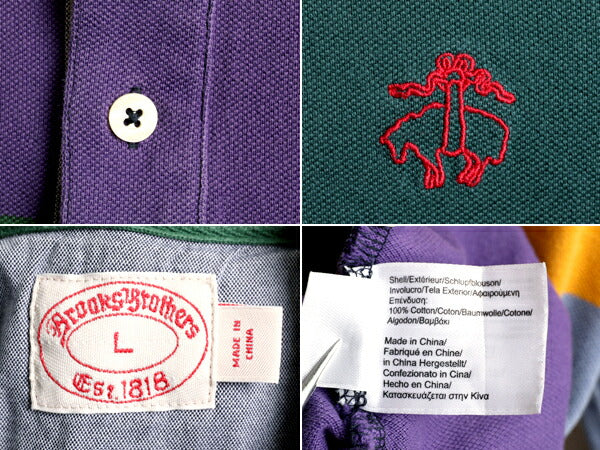 ■ ブルックスブラザーズ ワイド ボーダー 鹿の子 長袖 ポロシャツ メンズ L / Brooks Brothers 長袖シャツ ワンポイント ロゴ刺繍 カノコ