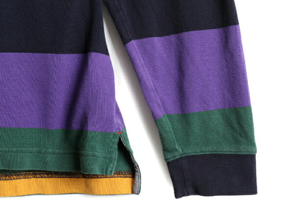 ■ ブルックスブラザーズ ワイド ボーダー 鹿の子 長袖 ポロシャツ メンズ L / Brooks Brothers 長袖シャツ ワンポイント ロゴ刺繍 カノコ