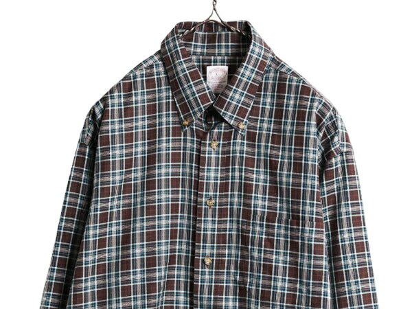 ブルックスブラザーズ チェック 長袖 ボタンダウン シャツ メンズ L Brooks Brothers 長袖シャツ ピマ コットン ポケット付き ノーアイロン