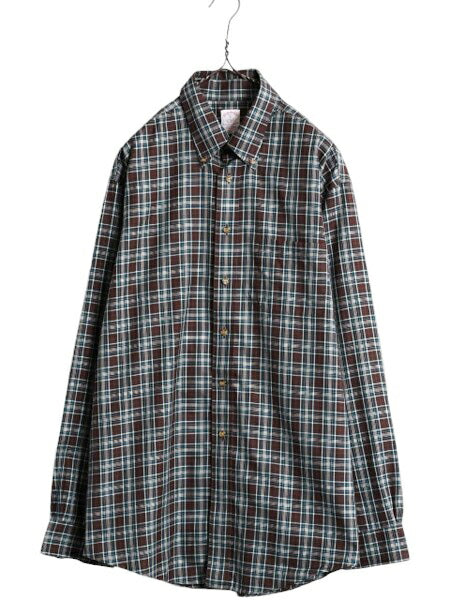 ブルックスブラザーズ チェック 長袖 ボタンダウン シャツ メンズ L Brooks Brothers 長袖シャツ ピマ コットン ポケット付き ノーアイロン