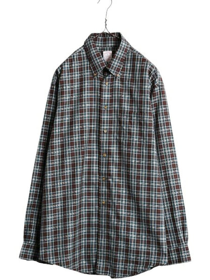 ブルックスブラザーズ チェック 長袖 ボタンダウン シャツ メンズ L Brooks Brothers 長袖シャツ ピマ コットン ポケット付き ノーアイロン