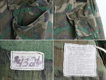 70s ビンテージ 希少 SMALL REGULAR 70年製 米軍実物 US ARMY 4th ERDL ブラウンリーフ カモ ジャングルファティーグ ジャケット アーミー