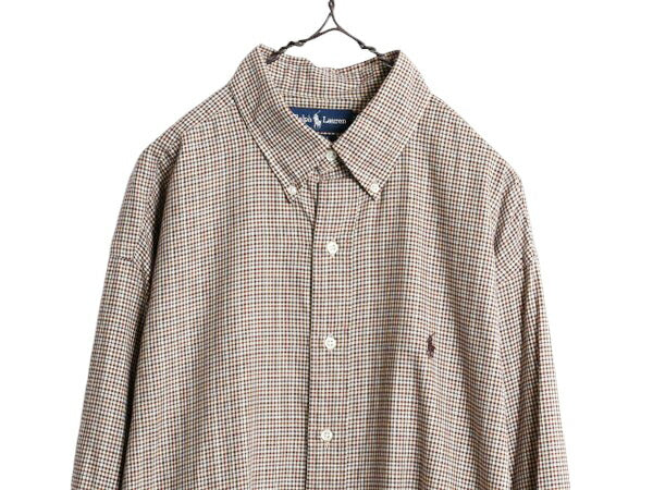 90s ラルフローレン ガンクラブ チェック 長袖 ボタンダウン シャツ メンズ XL / 90年代 オールド ポロ コットン ワンポイント 長袖シャツ