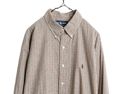 90s ラルフローレン ガンクラブ チェック 長袖 ボタンダウン シャツ メンズ XL / 90年代 オールド ポロ コットン ワンポイント 長袖シャツ